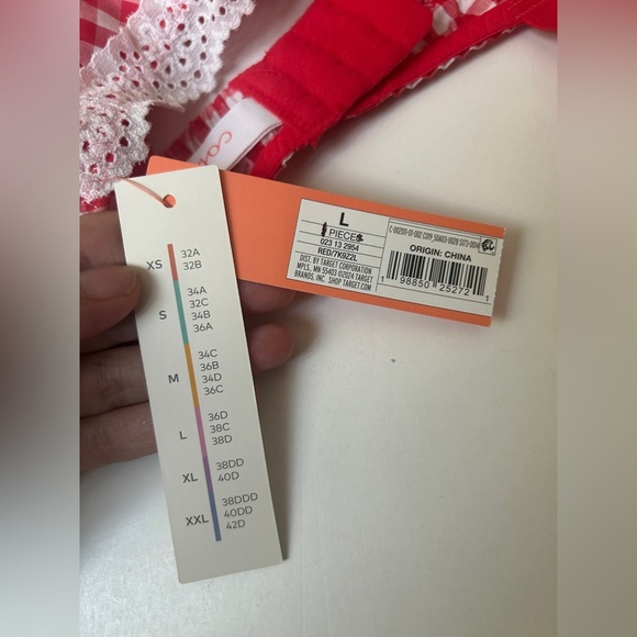 Colsie Women’s Red and White Gingham Check Bralette L - Picture 5 of 5